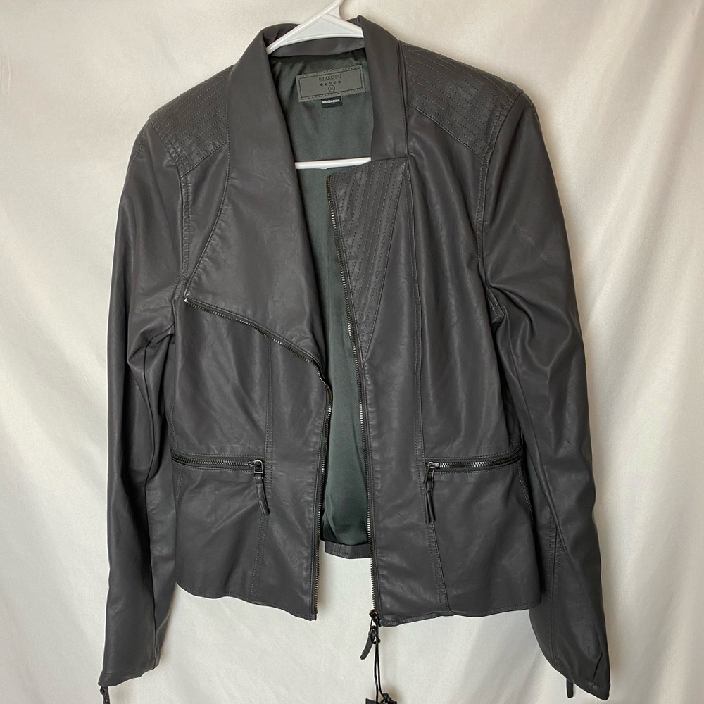 New BLANKNYC Gray Faux Leather Moto Jacket - Picture 3 of 4